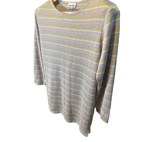 Design by Martha Gray and Violet Striped Three-Quarter Sleeve Crew Neck Top - Picture 3 of 7